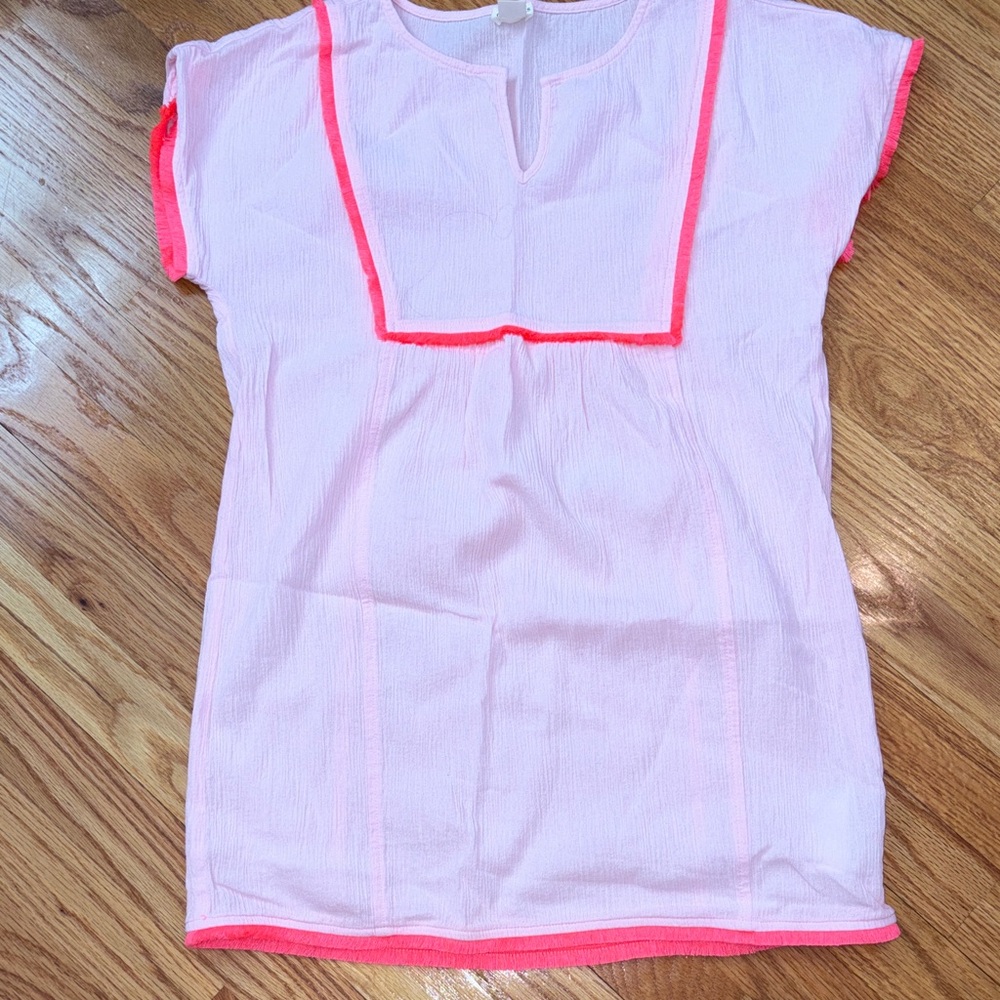 Crewcuts Light Pink Short-Sleeve Tunic with Bright Pink Trim